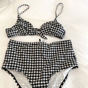 JCrew black and white gingham bikini